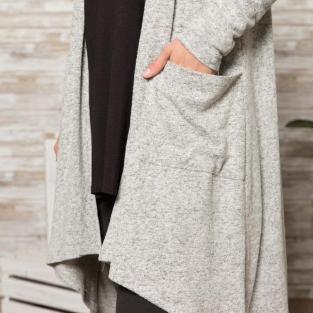 Heather Grey Hacci Brush Duster Cardigan - Picture 5 of 5